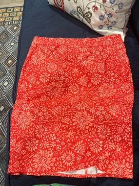 Rip Skirt Red Floral Pencil Skirt - Classic Tailored Fit Level 3 Size L